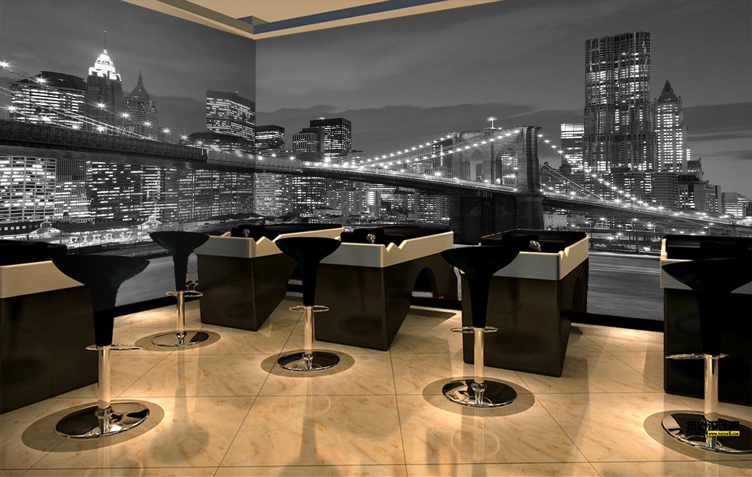 3D Grey Bridge 1018 Wall Murals