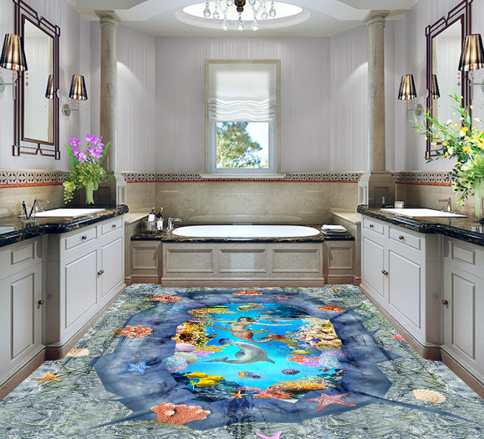 3D Mysterious Mermaid 582 Floor Mural  Wallpaper Murals Rug & Mat Print Epoxy waterproof bath floor