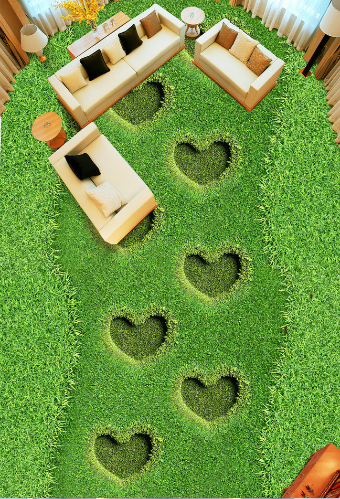 3D Grass Heart 380 Floor Mural Wallpaper AJ Wallpaper 2 