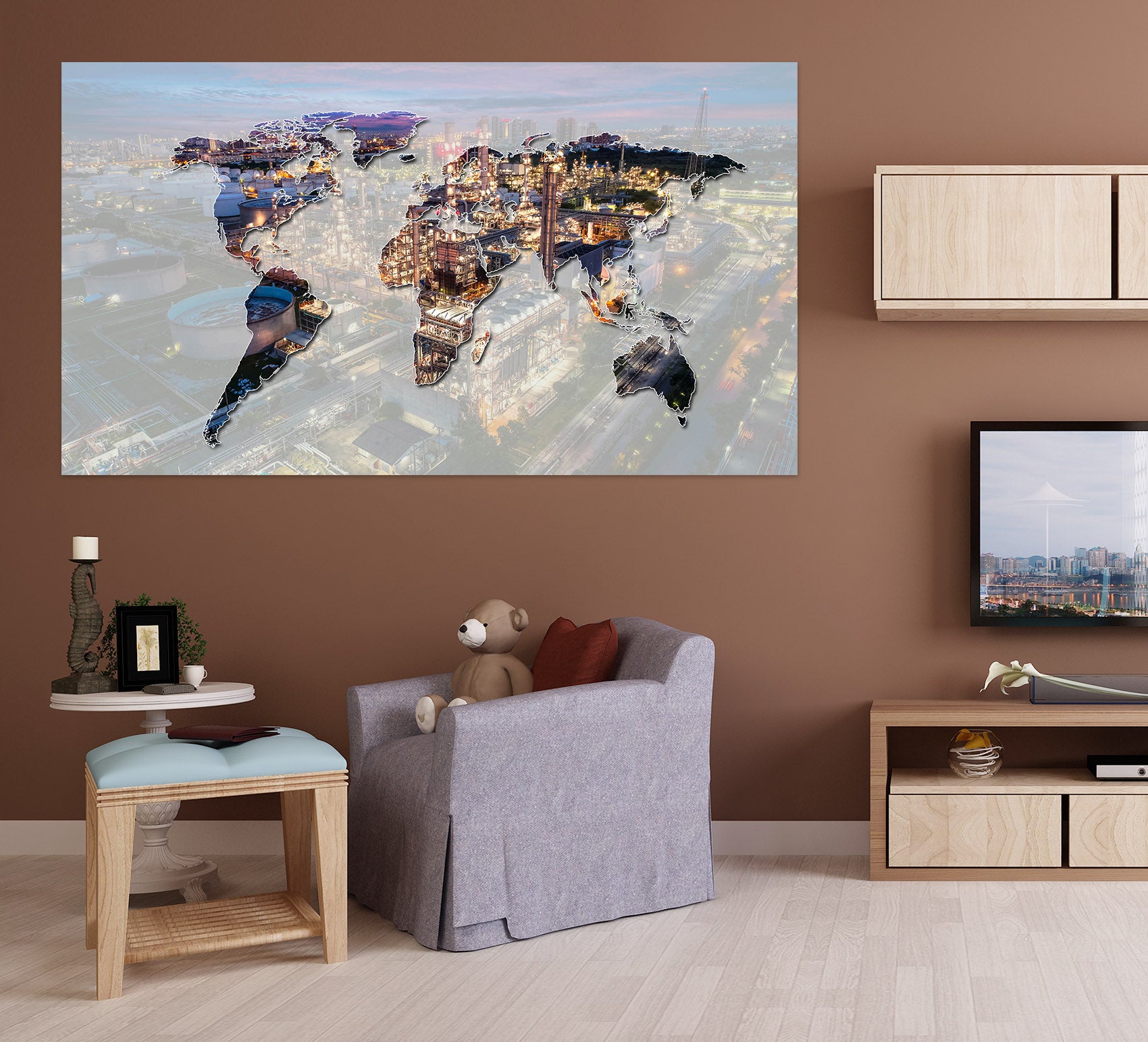 3D Color Pattern 249 World Map Wall Sticker