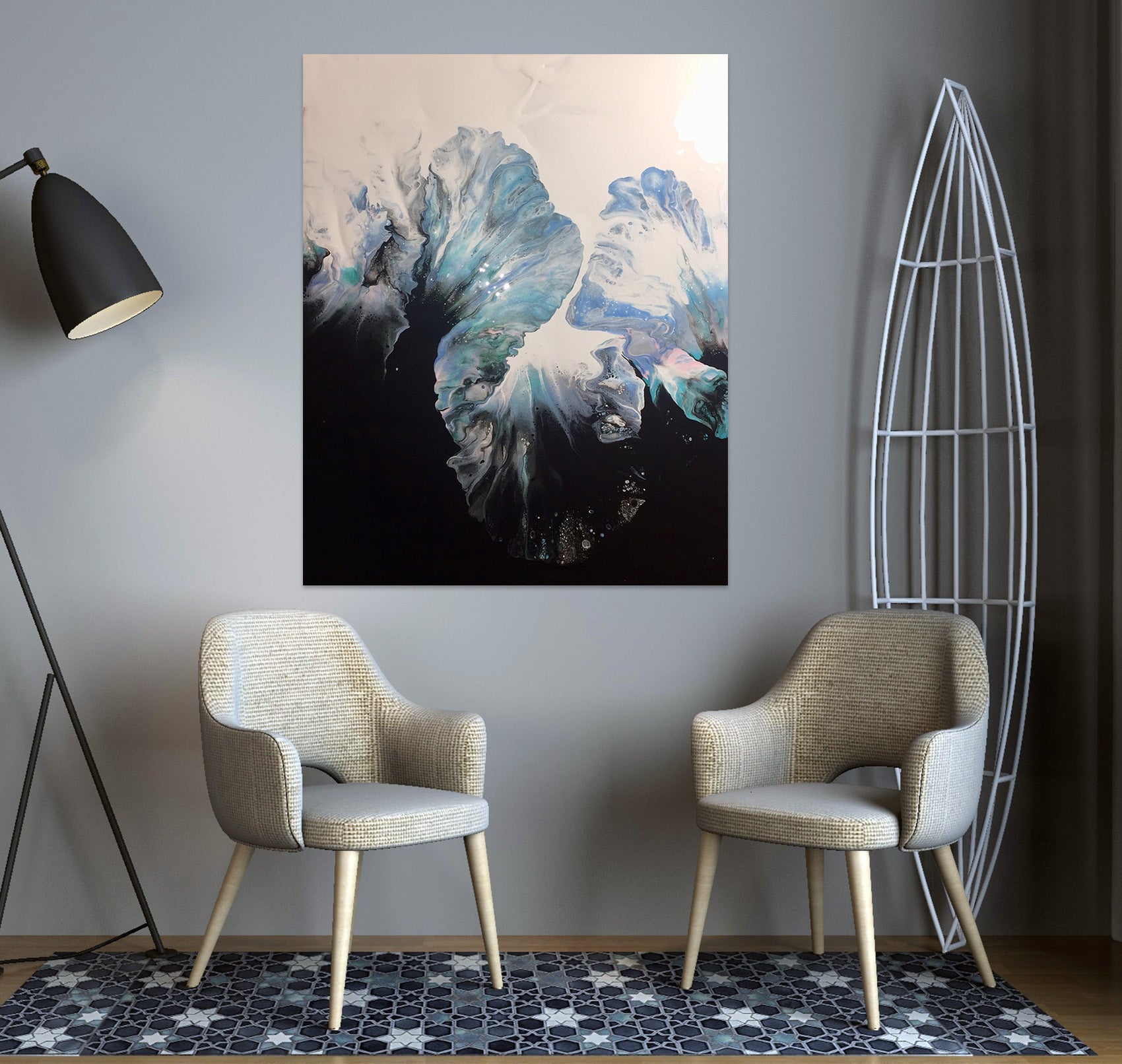 3D Black Blue Pattern 8165 Valerie Latrice Wall Sticker