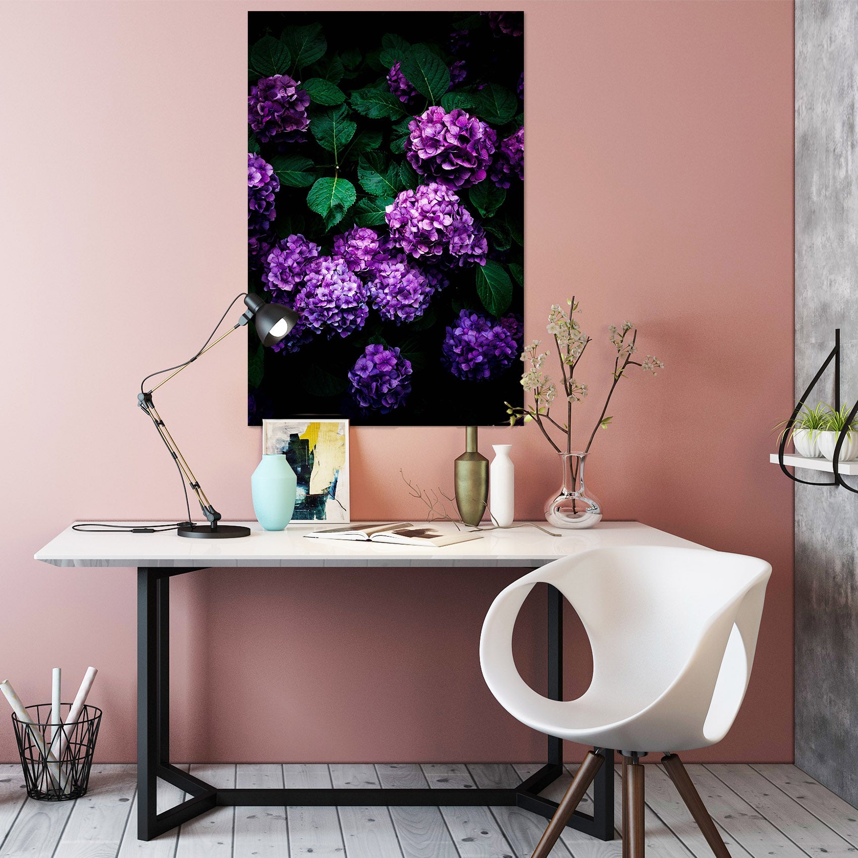3D Purple Flower Cluster 002 Noirblanc777 Wall Sticker