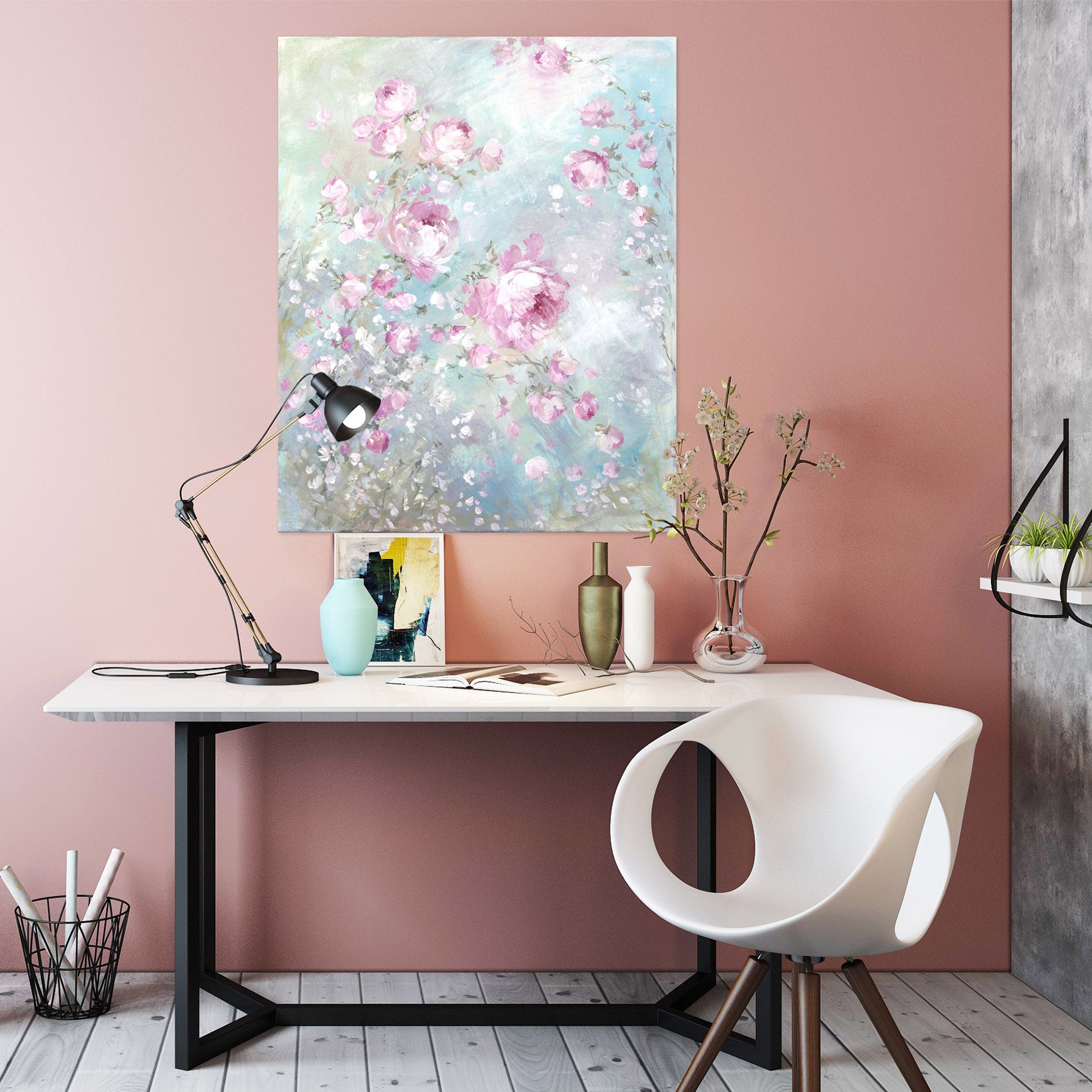 3D Pink Flowers 020 Debi Coules Wall Sticker