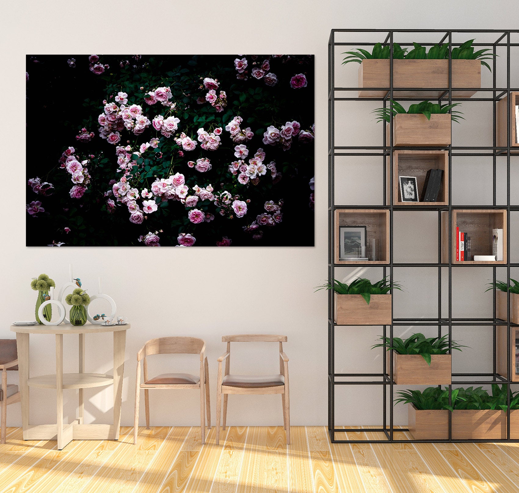 3D Pink Rose 017 Noirblanc777 Wall Sticker