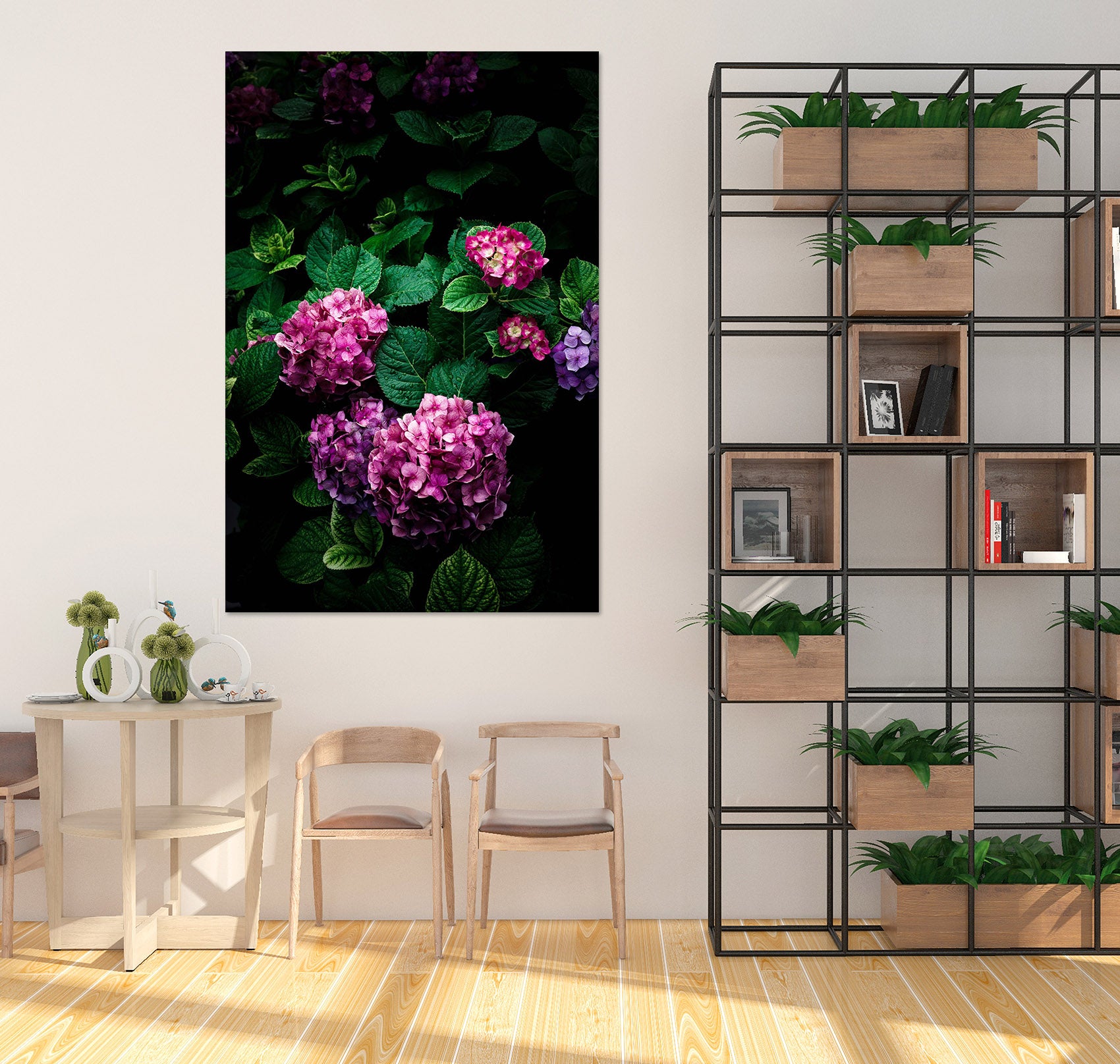 3D Pink Hydrangea 011 Noirblanc777 Wall Sticker