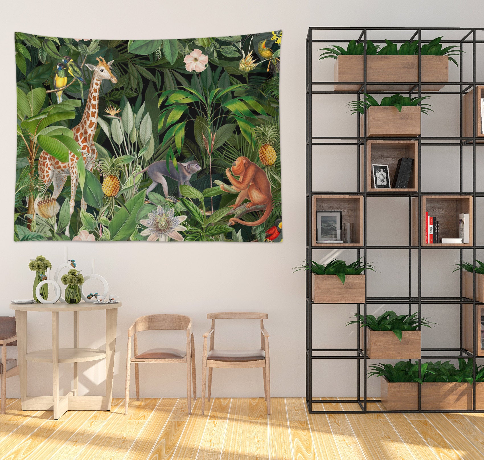 3D Giraffe Monkey Jungle 11865 Andrea haase Tapestry Hanging Cloth Hang