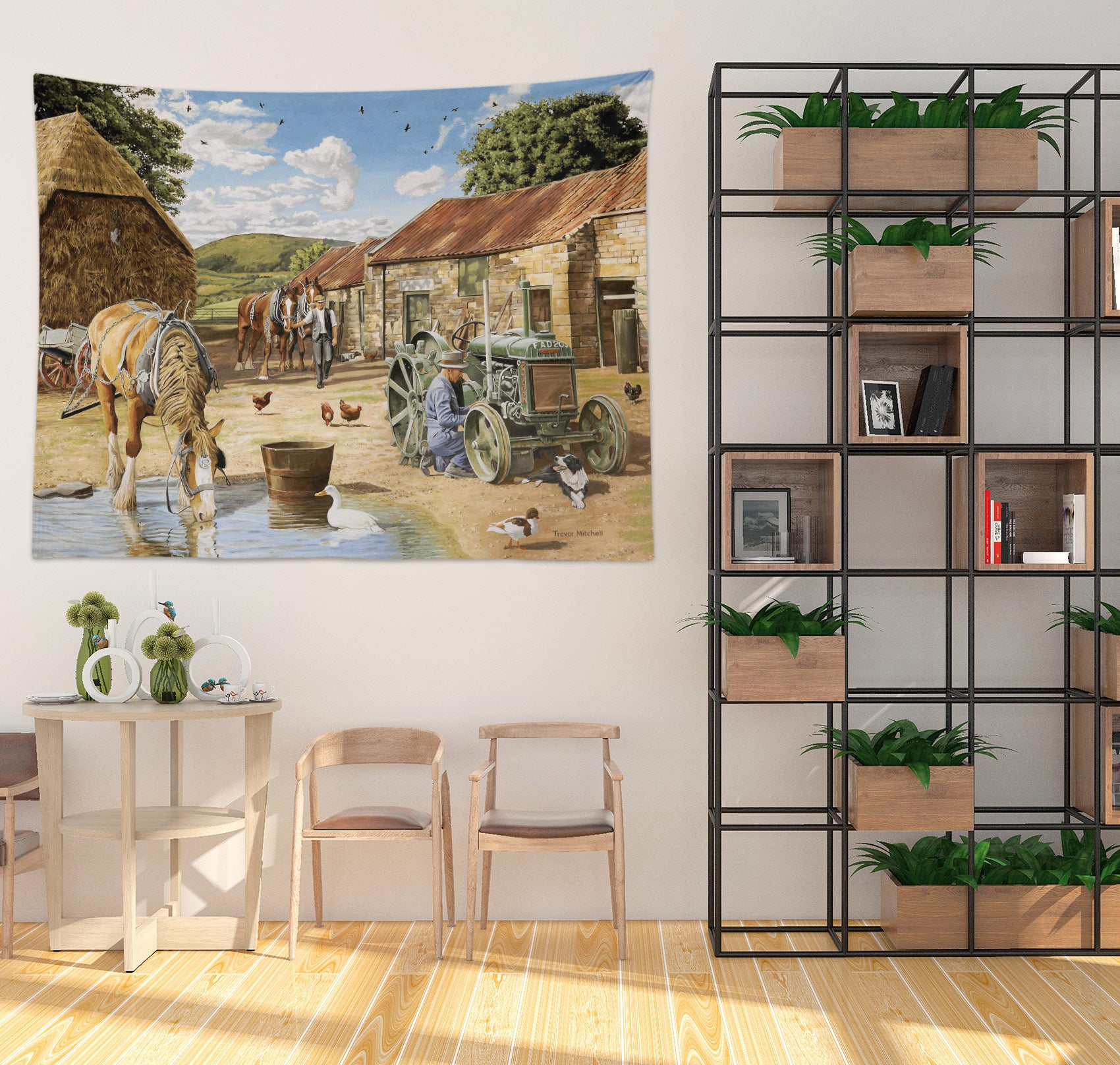 3D Horse Chicken Farmer 11236 Trevor Mitchell Tapestry Hanging Cloth Hang