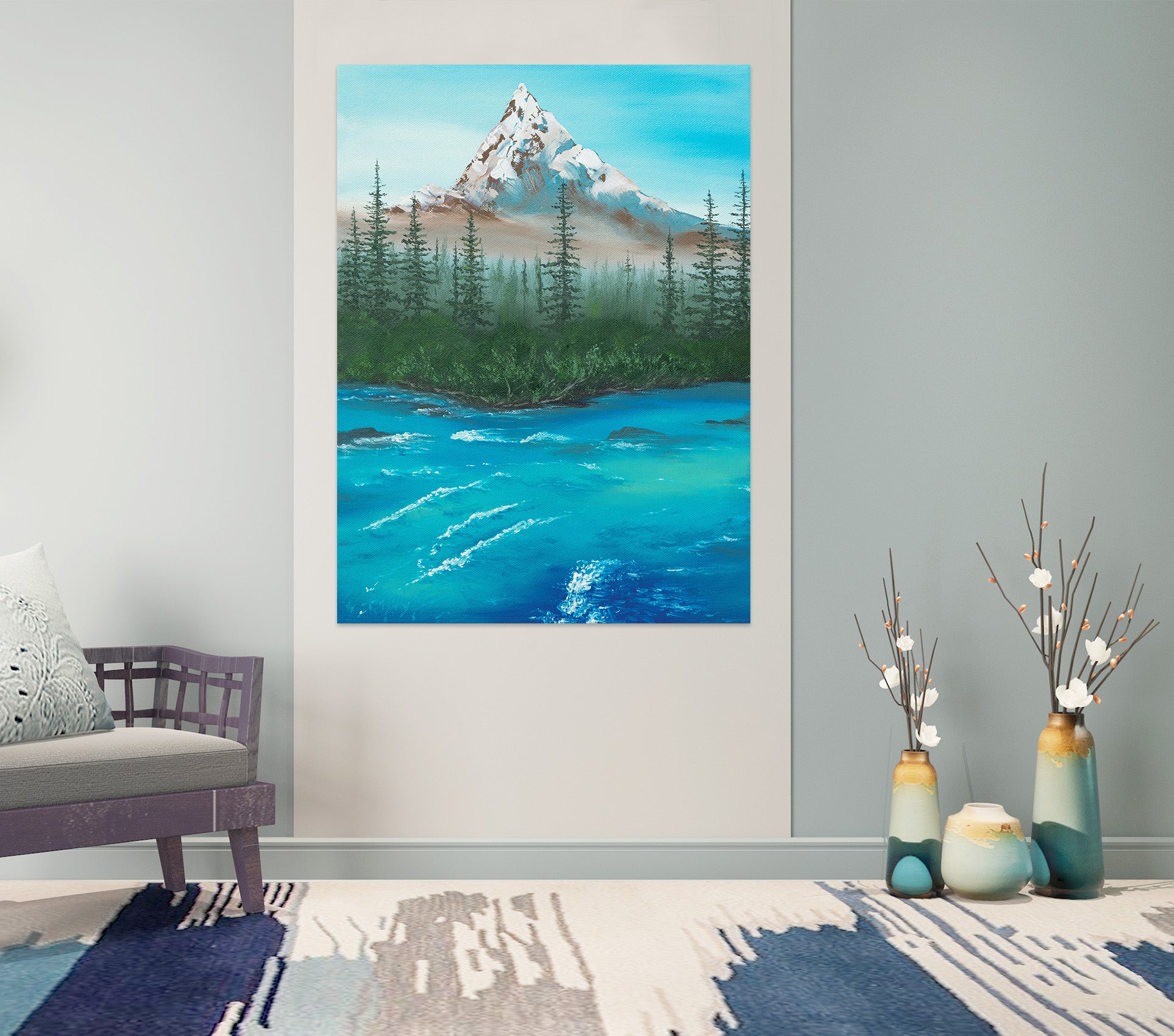 3D Snow Mountain River 1836 Marina Zotova Wall Sticker