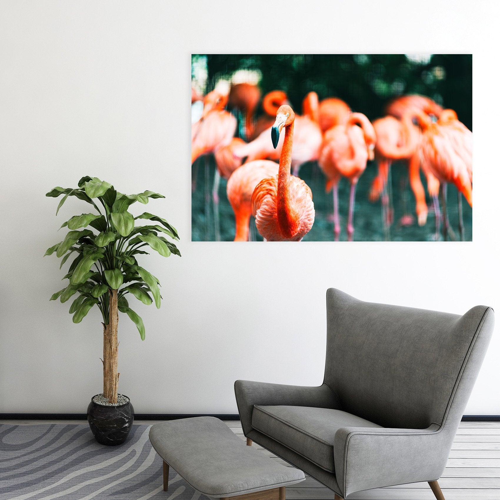 3D Forest Flamingo 58 Animal Wall Stickers Wallpaper AJ Wallpaper 2 