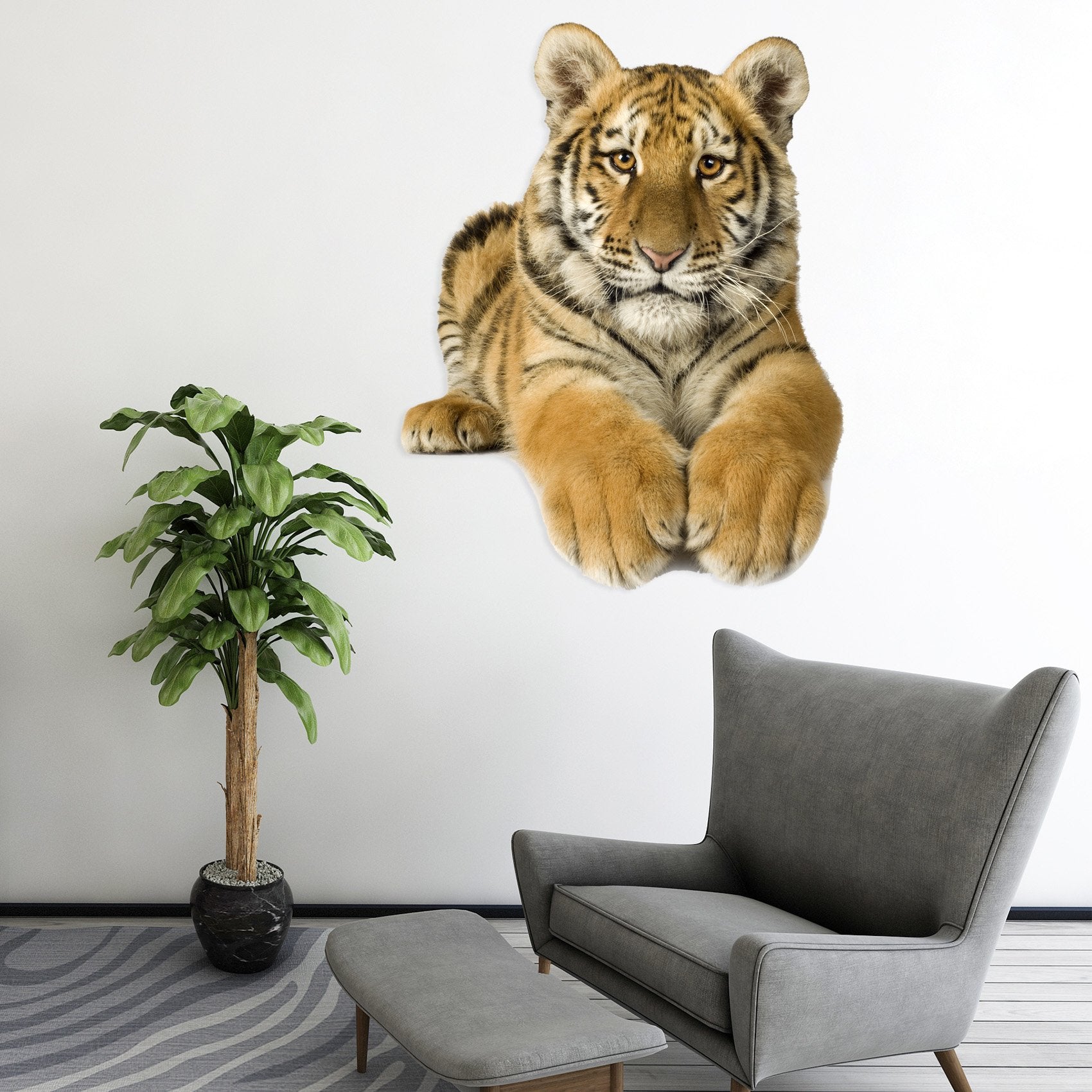 3D Leg Stretched Tiger 174 Animals Wall Stickers Wallpaper AJ Wallpaper 