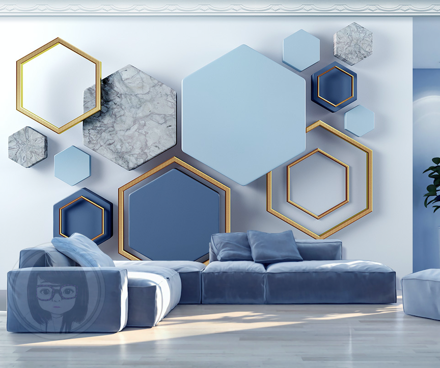 3D Blue Hexagon WG026 Wall Murals