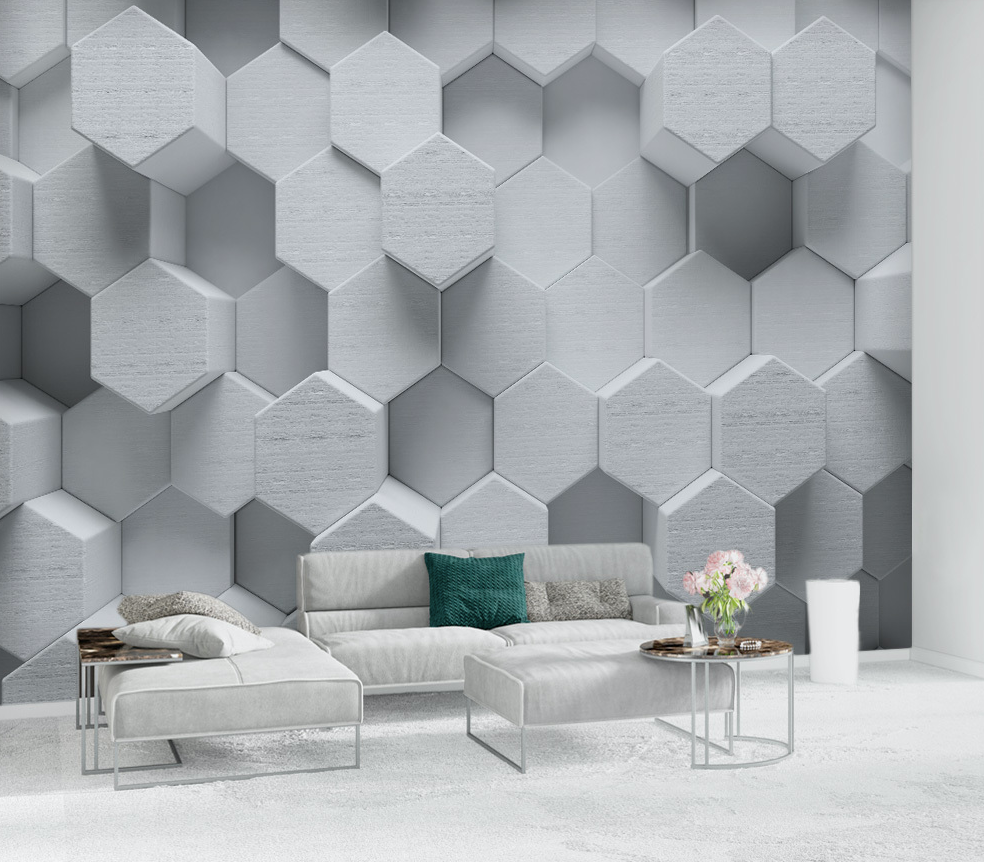 3D Concave Hexagon WG317 Wall Murals