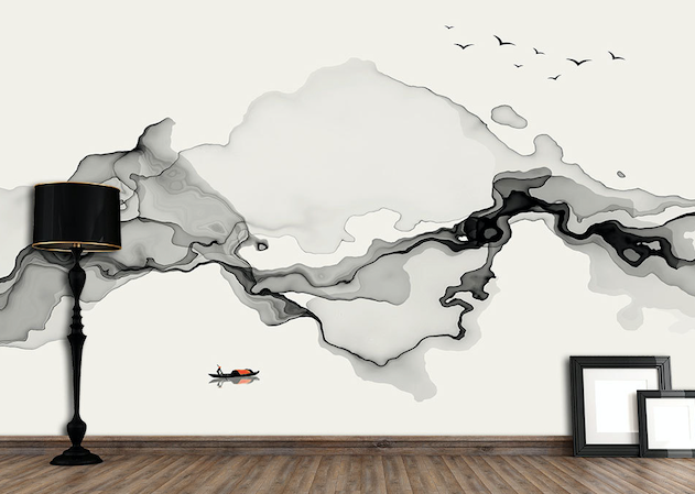 3D Black Ink Abstract WG189 Wall Murals