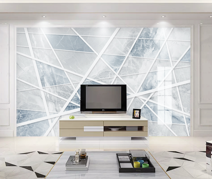 3D White Line WG066 Wall Murals