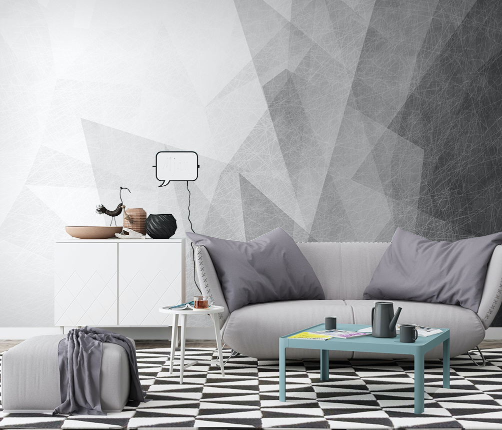 3D White Geometry WG065 Wall Murals