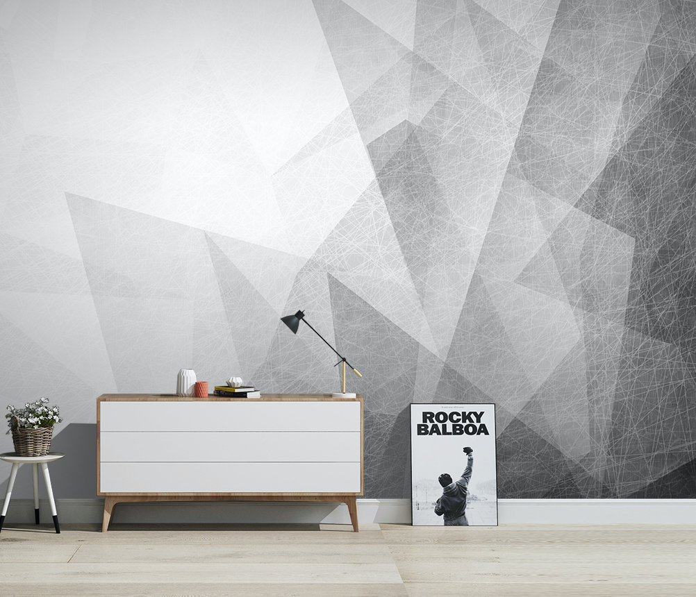 3D White Geometry WG065 Wall Murals