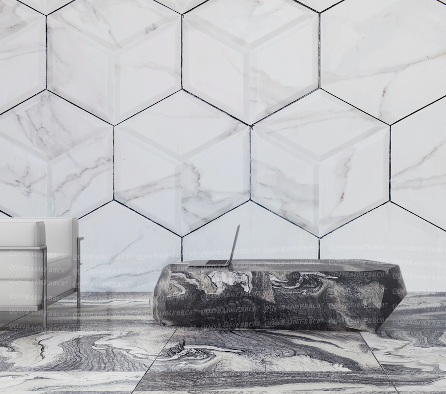 3D Hexagonal Marble WG123 Wall Murals