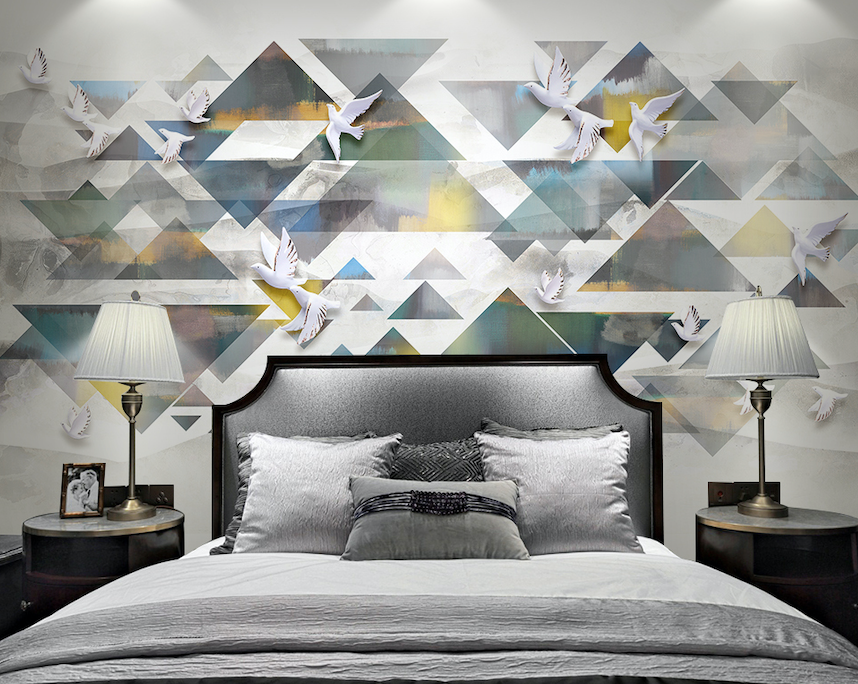3D Pigeon Triangle WG150 Wall Murals
