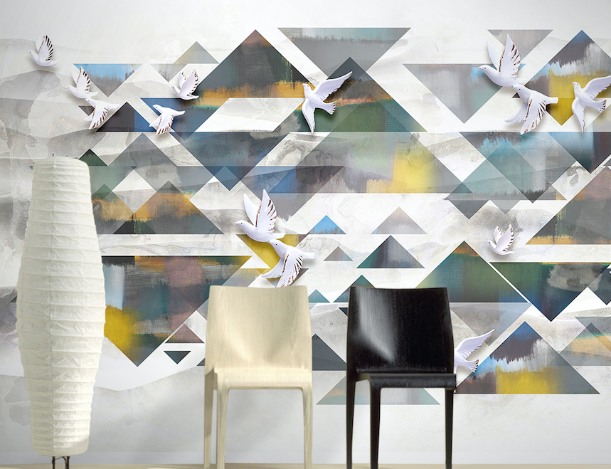 3D Pigeon Triangle WG150 Wall Murals