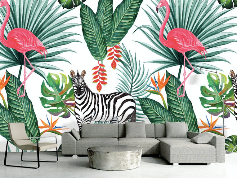 3D Zebra Flamingo WG193 Wall Murals