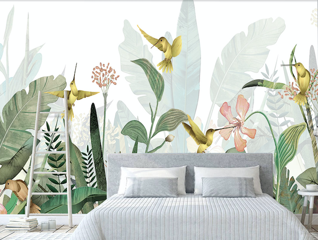 3D Yellow Bird Flower WG273 Wall Murals