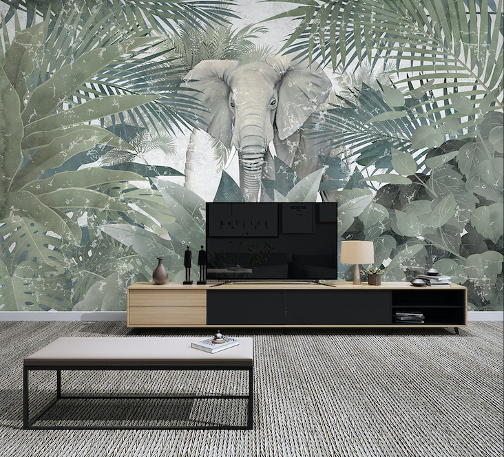 3D Forest Elephant WG044 Wall Murals