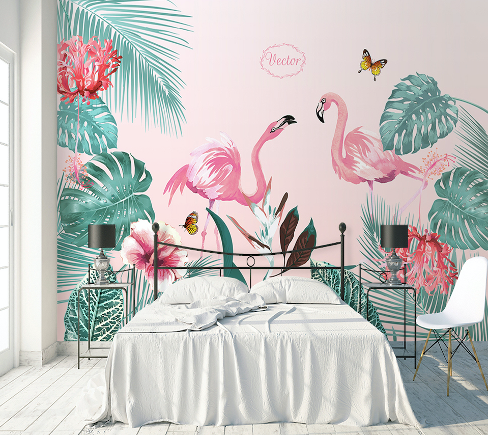 3D Pink Flamingo WG128 Wall Murals