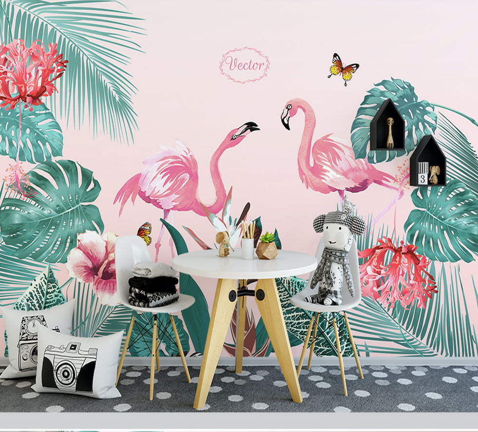 3D Pink Flamingo WG128 Wall Murals