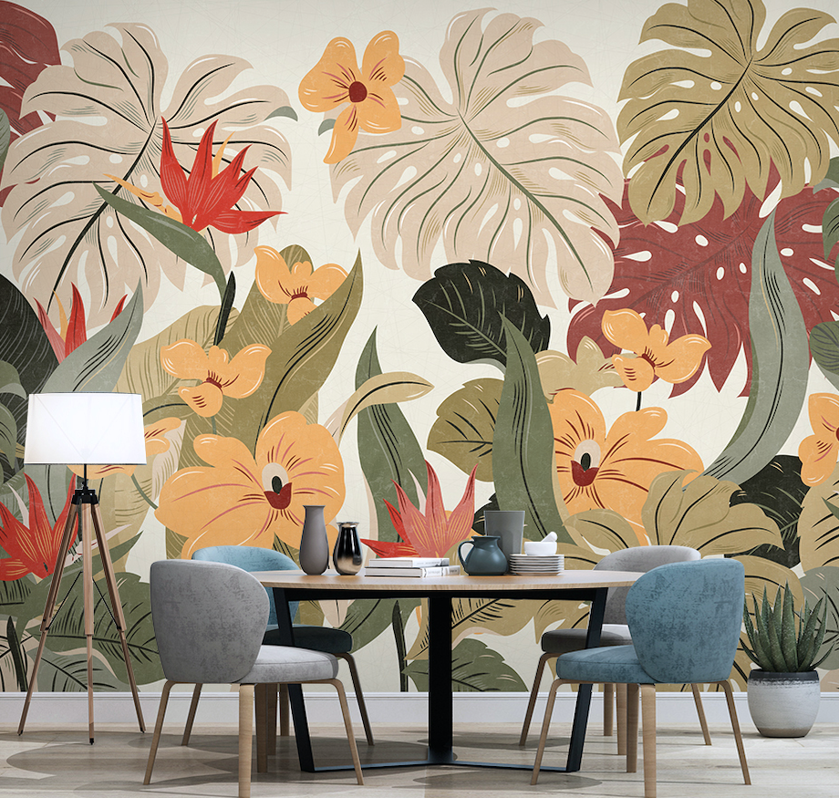 3D Colored Leaves WG048 Wall Murals