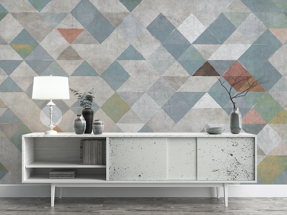 3D Blue Geometry WG138 Wall Murals