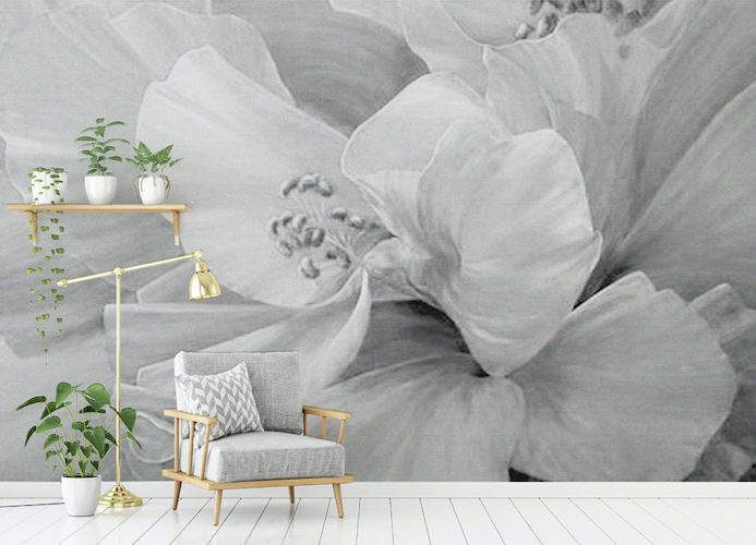 3D Grey Flowers WG081 Wall Murals