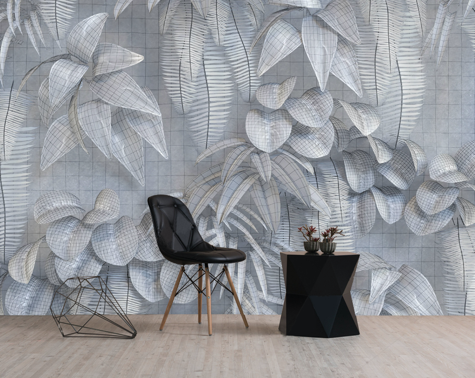 3D Minimalistic Leaves WG214 Wall Murals