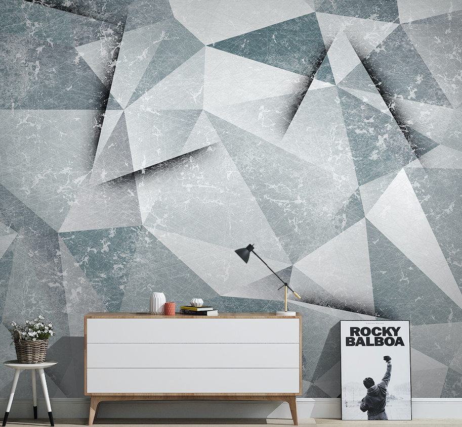 3D Grey Triangle WG039 Wall Murals