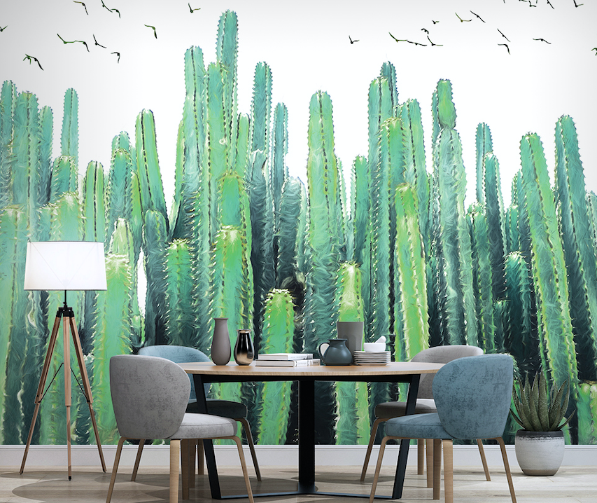 3D Green Cactus WG063 Wall Murals