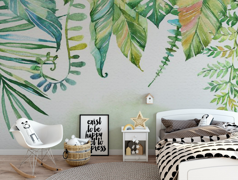 3D Green Leaf WG084 Wall Murals