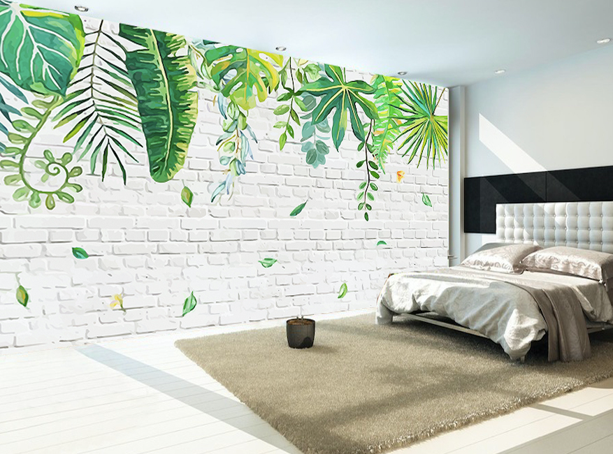 3D Green Leaf WG108 Wall Murals