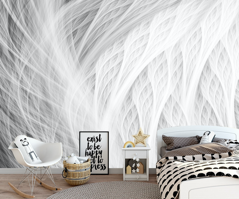 3D White Line WG129 Wall Murals