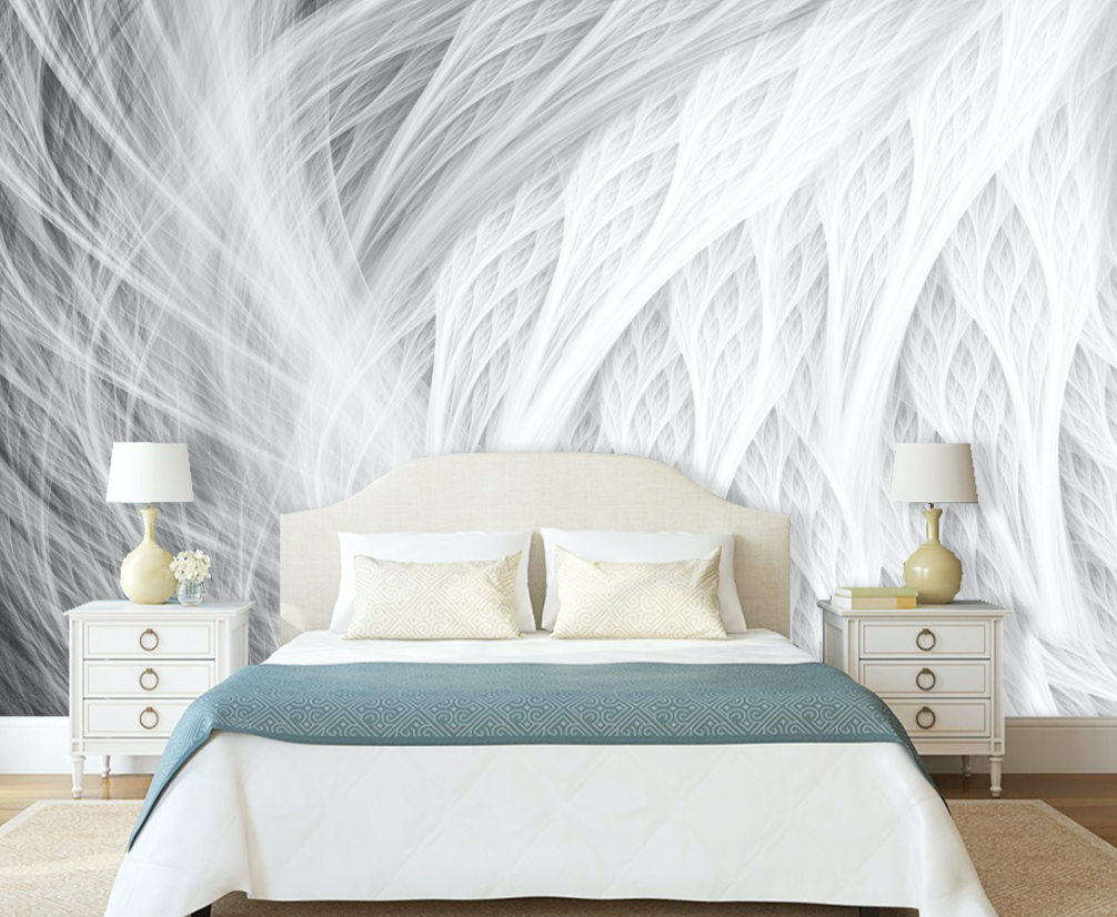 3D White Line WG129 Wall Murals
