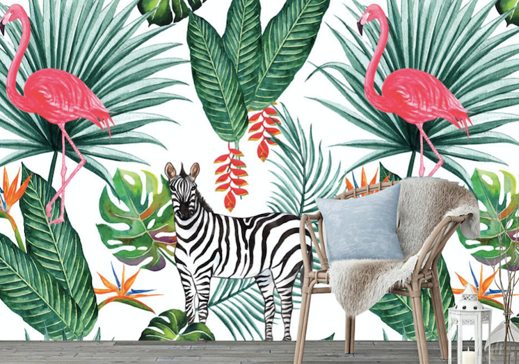 3D Flamingo Zebra WG191 Wall Murals
