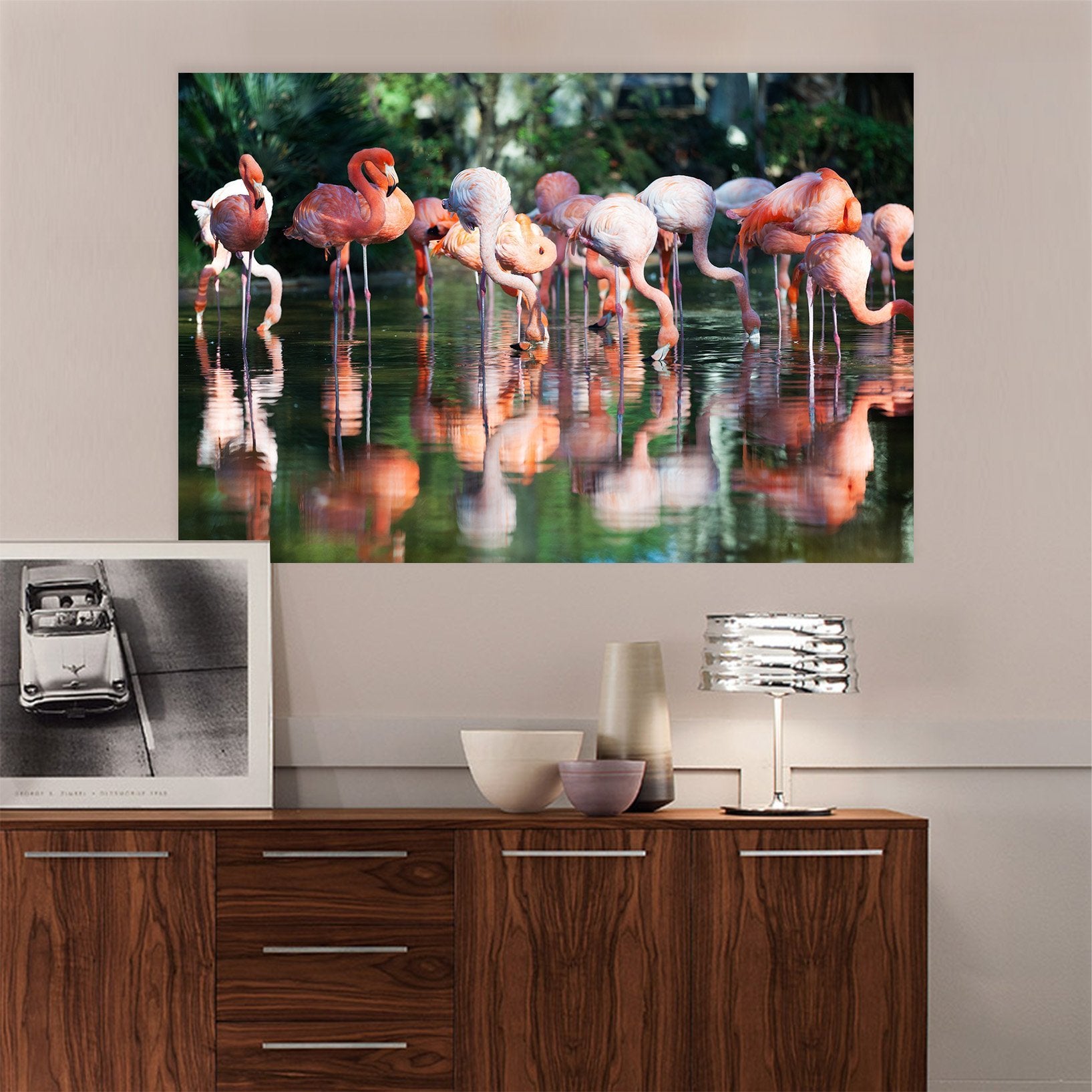 3D Lake Flamingo Group 57 Animal Wall Stickers Wallpaper AJ Wallpaper 2 