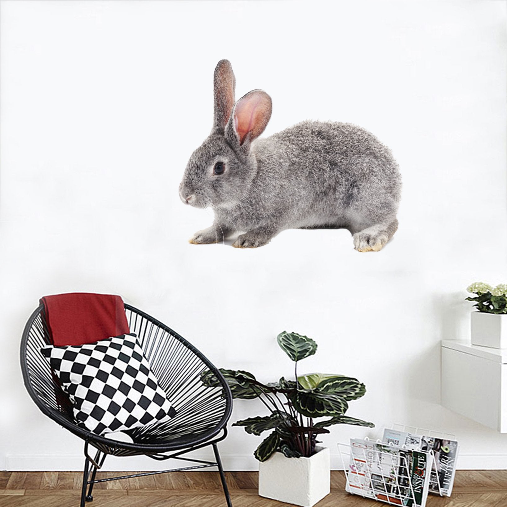 3D Little Grey Rabbit 120 Animals Wall Stickers Wallpaper AJ Wallpaper 
