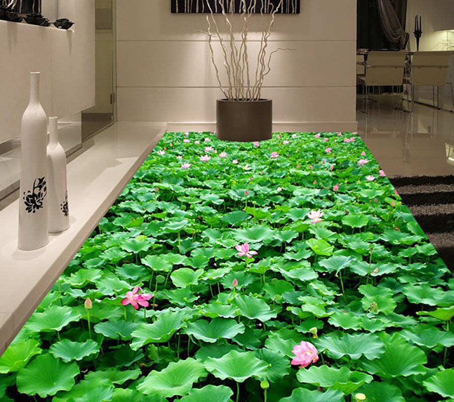 3D Lotus Leaf Lotus 023 Floor Mural  Self-Adhesive Sticker Bathroom Non-slip Waterproof Flooring Murals