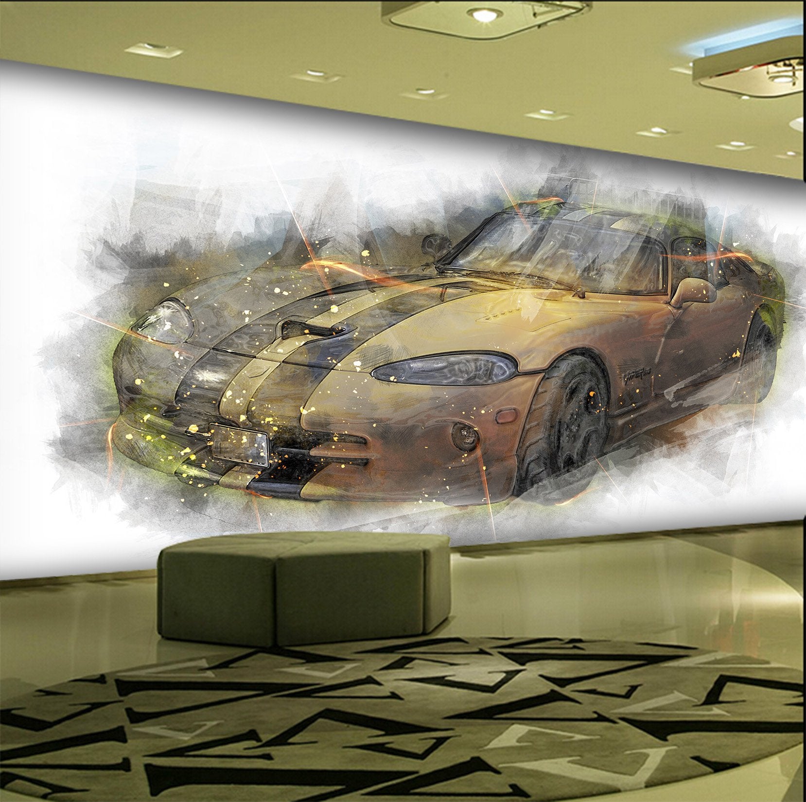 3D Golden Atuo 913 Vehicle Wall Murals Wallpaper AJ Wallpaper 2 