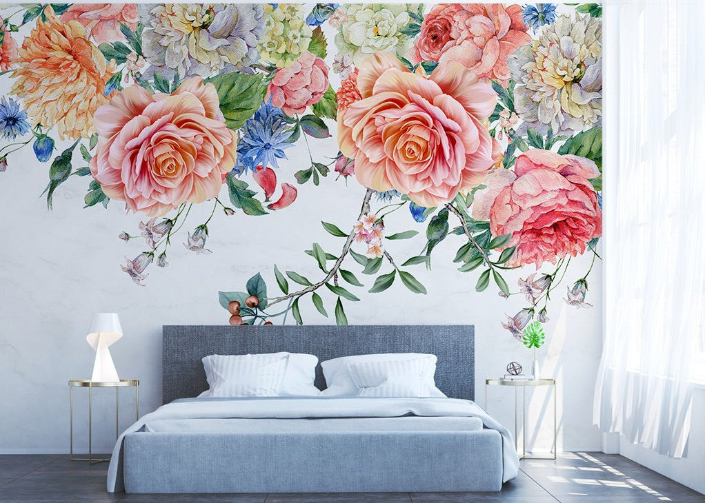 3D Rose Peony WC536 Wall Murals