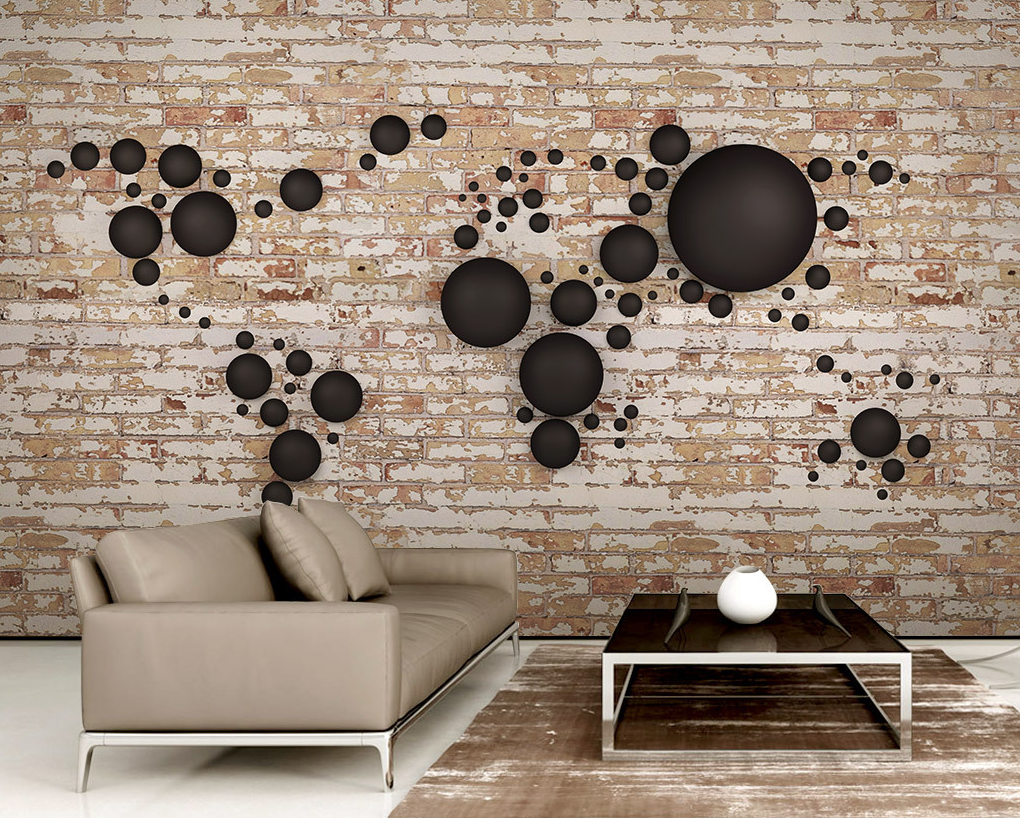 3D Black Round 2085 Wall Murals
