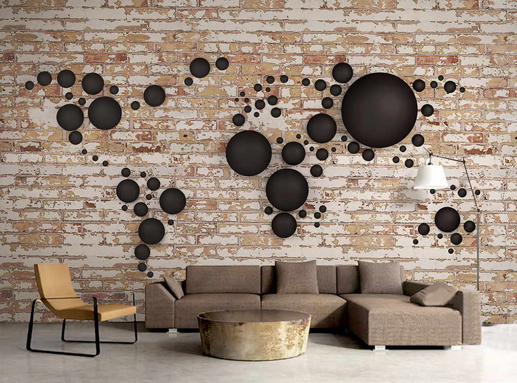 3D Black Round 2085 Wall Murals