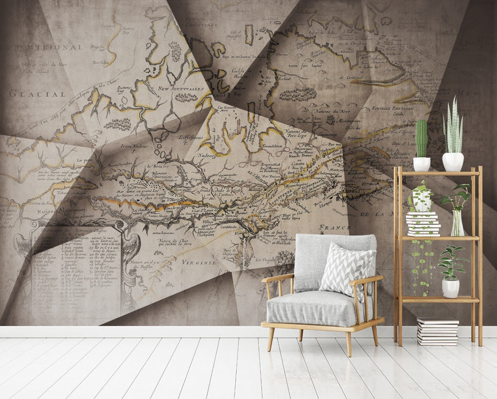 3D Paper Map WC475 Wall Murals