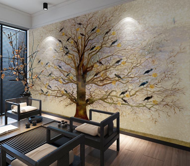 3D Dead Tree Bird 2086 Wall Murals