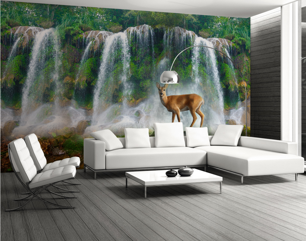 3D Fawn Falls 2096 Wall Murals