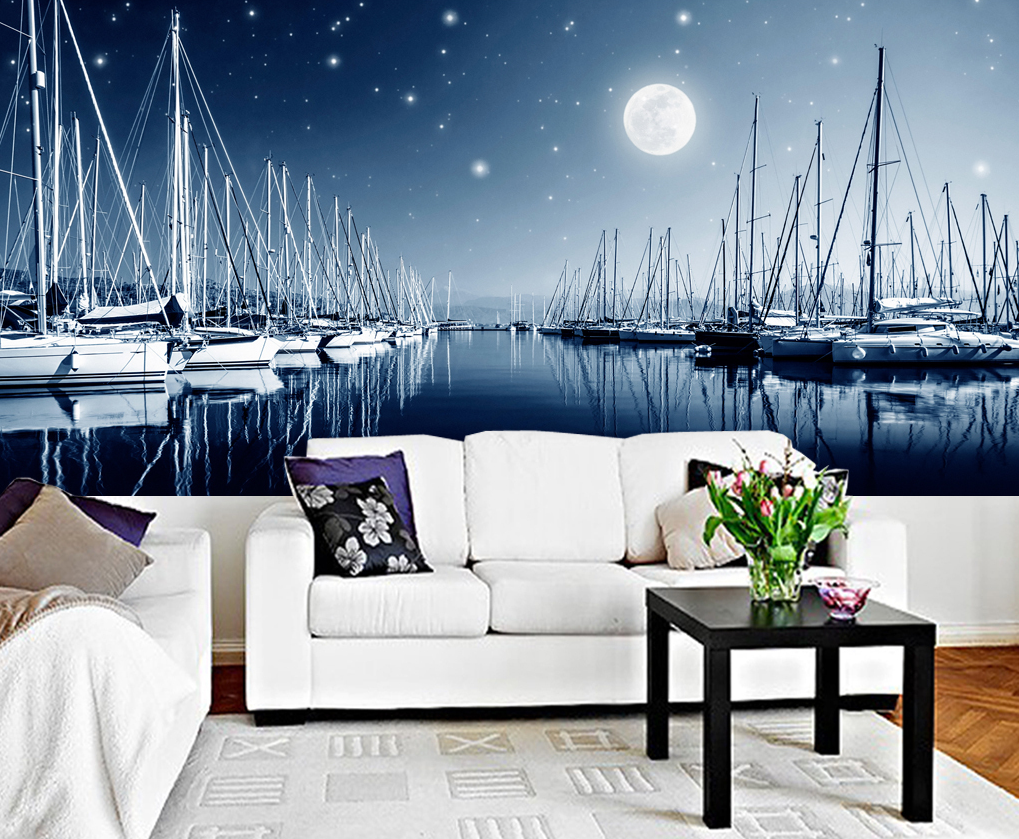 3D River Boat 2087 Wall Murals